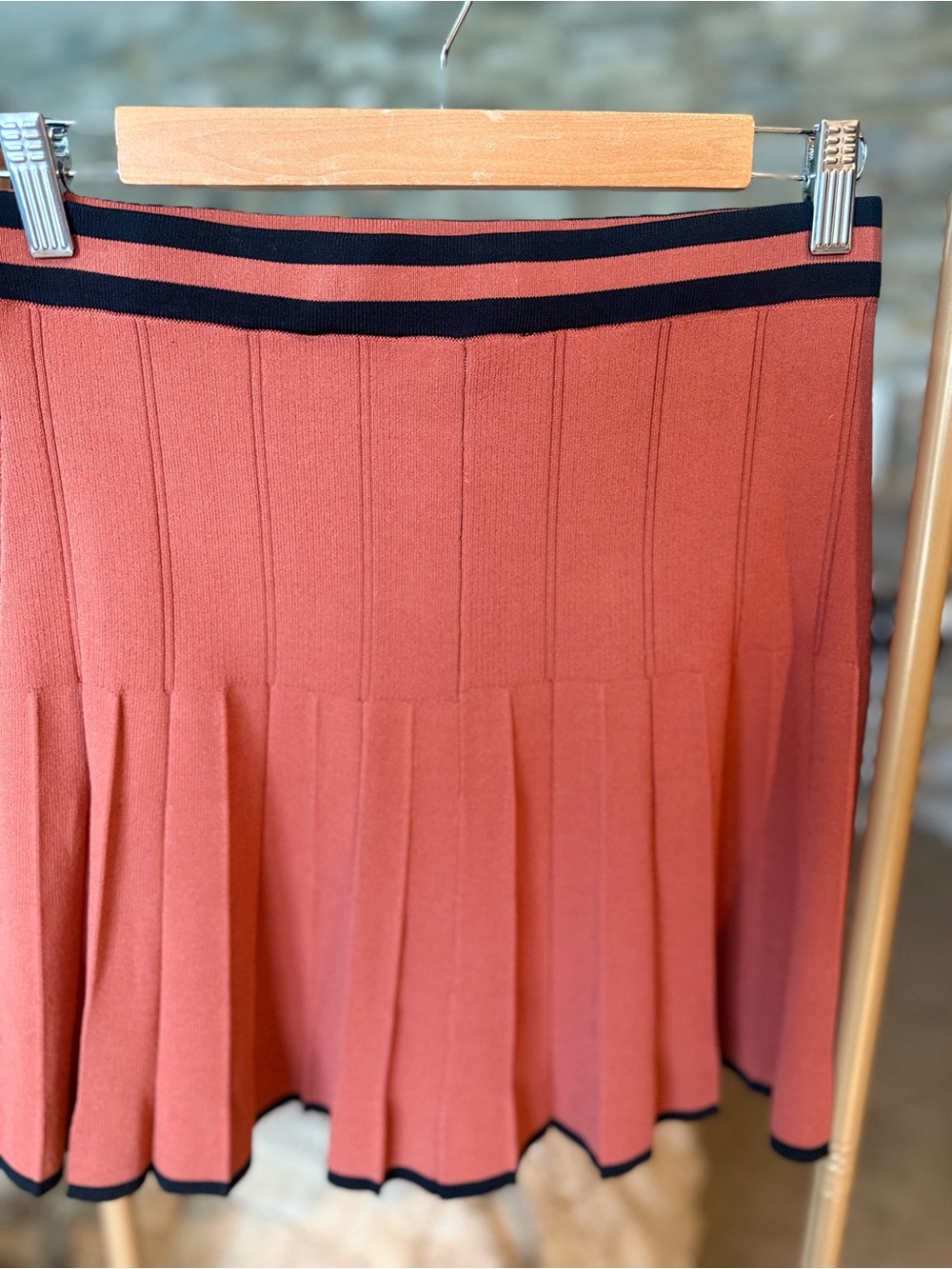 House of Harlow 1960 Rust Skater Skirt with Black Trim - Picture 2 of 5